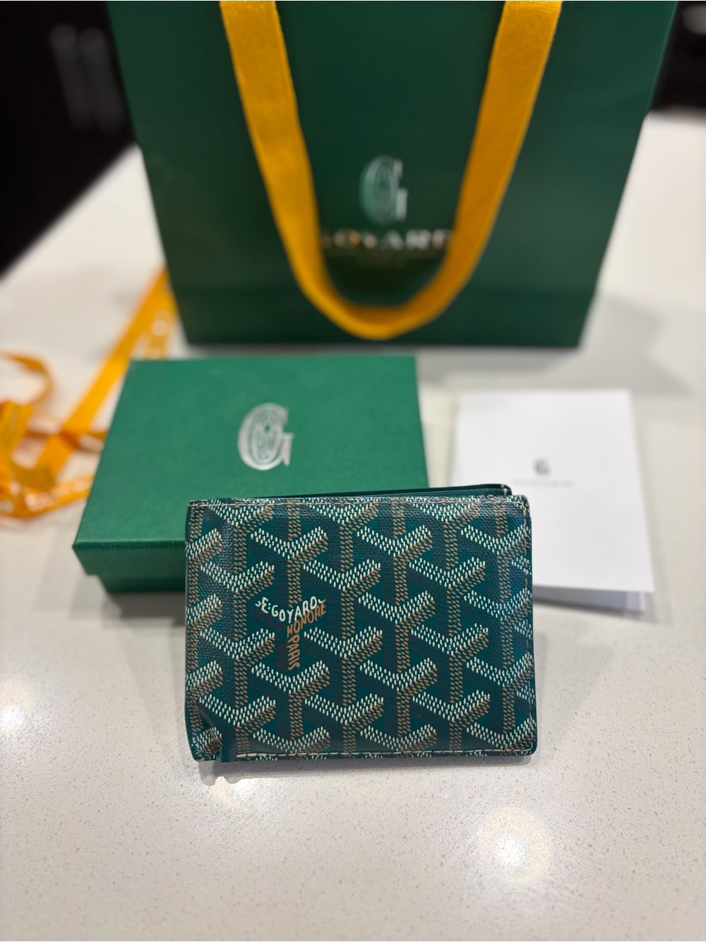 Goyard Green and Black Goyardine Card Wallet